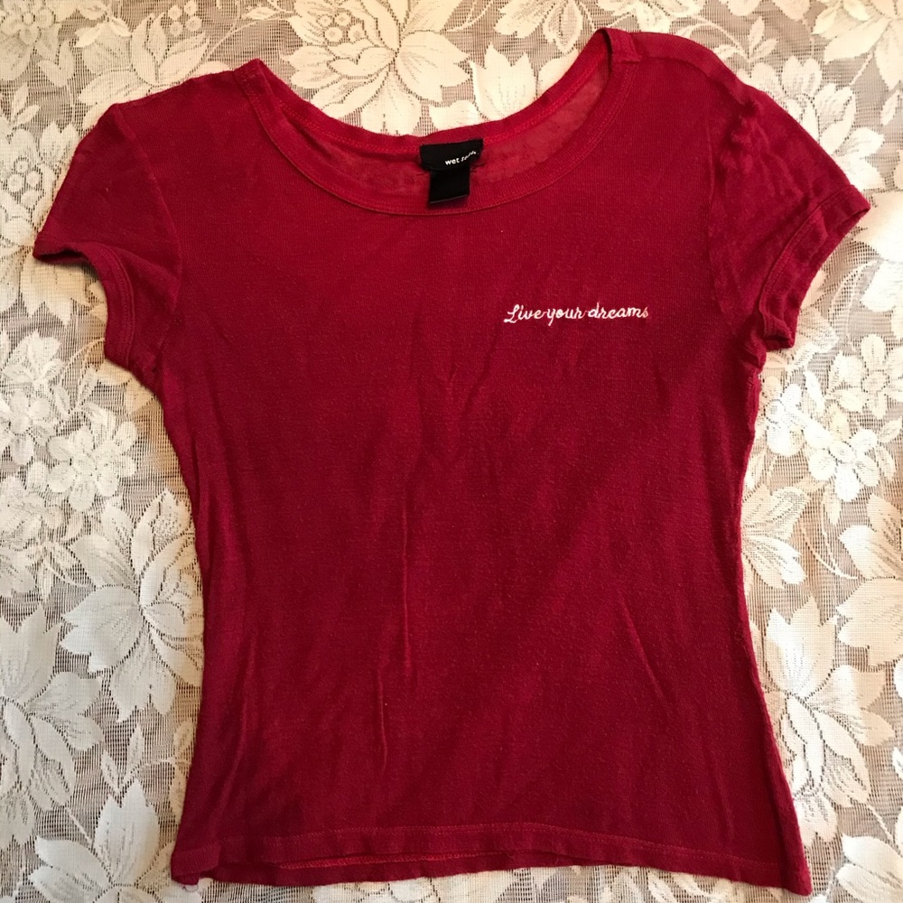 Wet seal short sleeve baby doll top in red